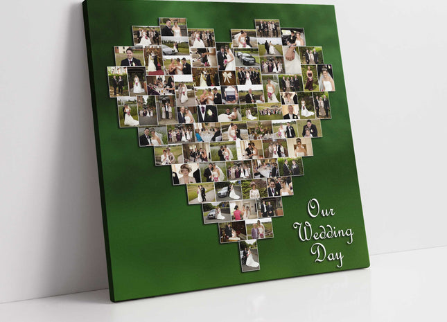 Personalised heart shape canvas. Create your own 50 picture heart collage