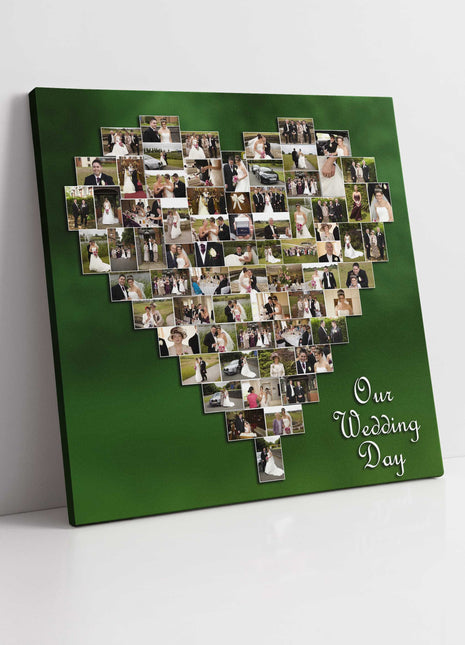 Personalised heart shape canvas. Create your own 50 picture heart collage
