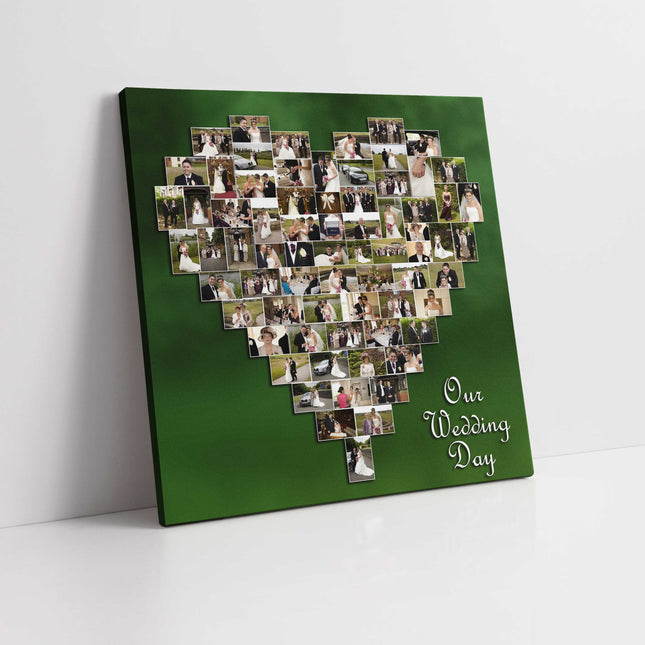 Personalised heart shape canvas. Create your own 50 picture heart collage