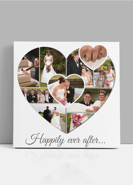 Heart collage canvas picture print. Personalised design with my photos wedding