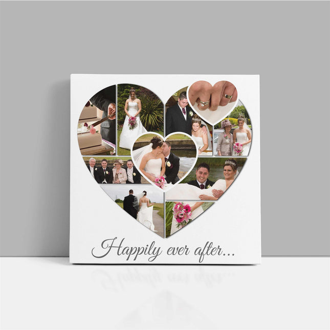 Heart collage canvas picture print. Personalised design with my photos wedding