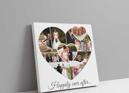 Heart collage canvas picture print. Personalised design with my photos wedding