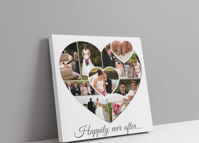 Heart collage canvas picture print. Personalised design with my photos wedding