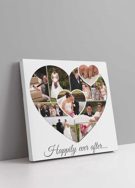 Heart collage canvas picture print. Personalised design with my photos wedding
