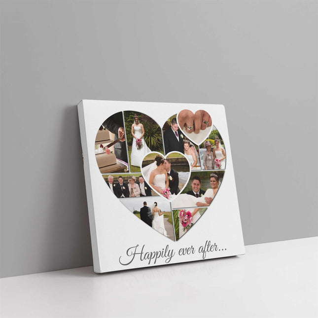 Heart collage canvas picture print. Personalised design with my photos wedding