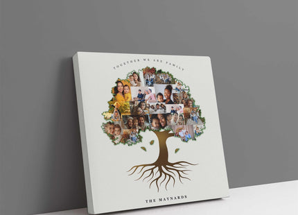 family tree collage canvas picture print Tree shape wall art family gift