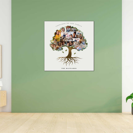 family tree collage canvas picture print Tree shape wall art family gift