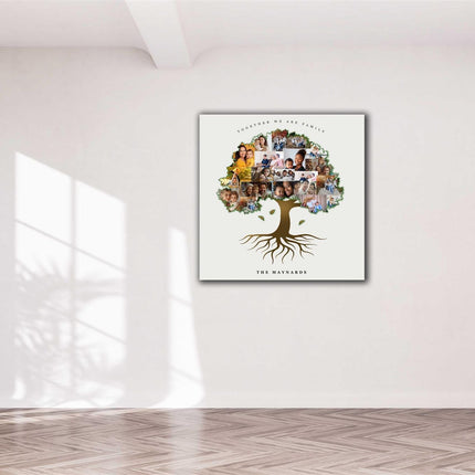family tree collage canvas picture print Tree shape wall art family gift