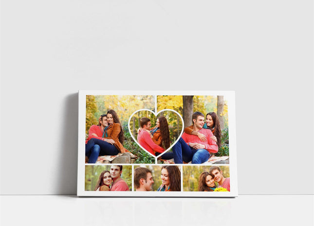heart collage 6 pictures love you to moon and back wall art canvas picture print created with my pictures