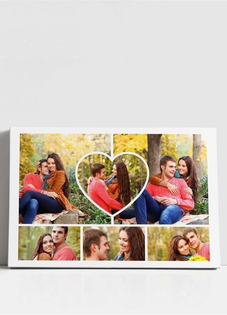 heart collage 6 pictures love you to moon and back wall art canvas picture print created with my pictures