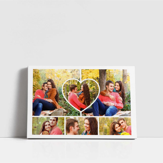 heart collage 6 pictures love you to moon and back wall art canvas picture print created with my pictures