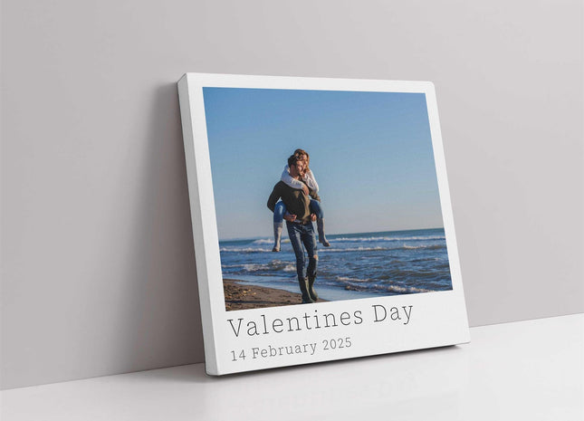 single picture polariod style customised text canvas picture print valentines