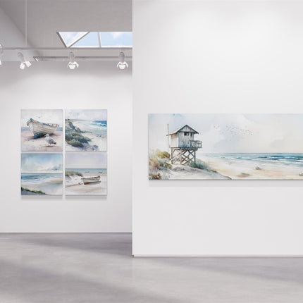 coastal art work framed canvas picture print beach seascape set available