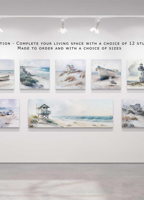 coastal art panoramic canvas picture print beach painting set available