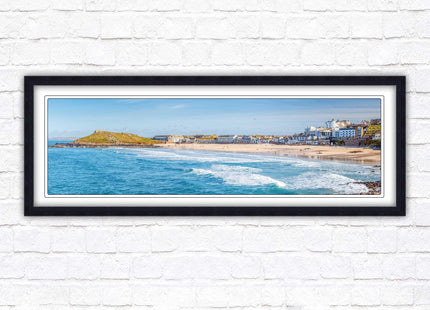 Porthmeor beach St Ives panoramic framed picture print Cornwall beach scene A choice of picture frame sizes and colours