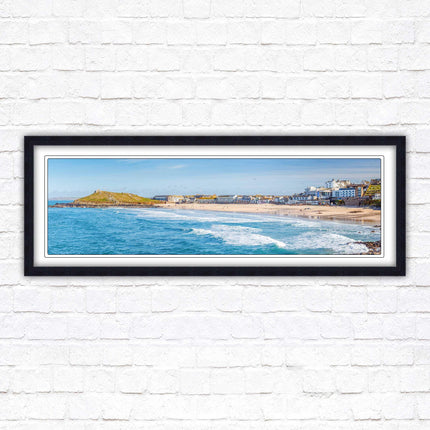Porthmeor beach St Ives panoramic framed picture print Cornwall beach scene A choice of picture frame sizes and colours