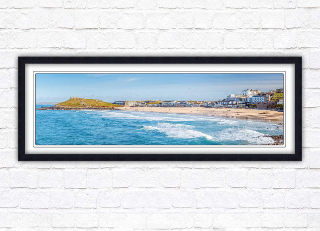 Porthmeor beach St Ives panoramic framed picture print Cornwall beach scene A choice of picture frame sizes and colours