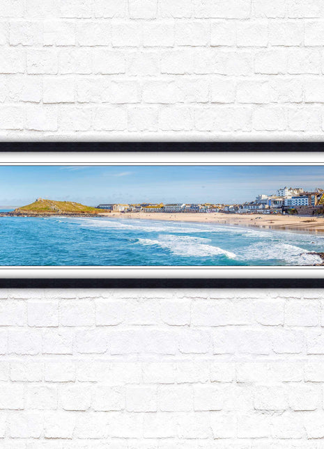 Porthmeor beach St Ives panoramic framed picture print Cornwall beach scene A choice of picture frame sizes and colours