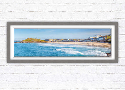 Porthmeor beach St Ives panoramic framed picture print Cornwall beach scene A choice of picture frame sizes and colours