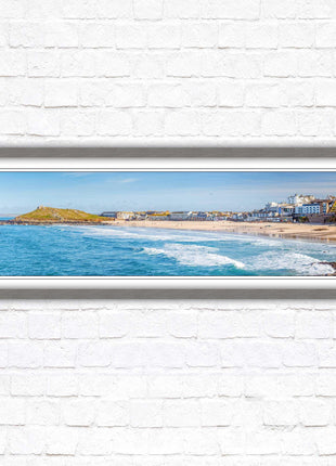 Porthmeor beach St Ives panoramic framed picture print Cornwall beach scene A choice of picture frame sizes and colours