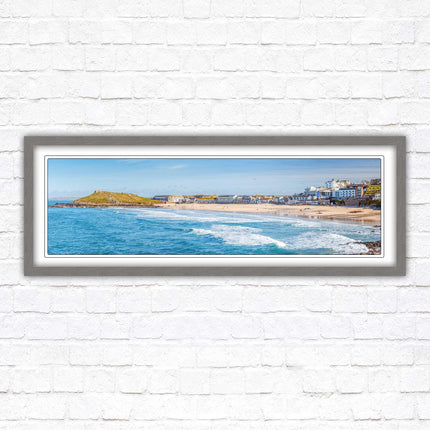 Porthmeor beach St Ives panoramic framed picture print Cornwall beach scene A choice of picture frame sizes and colours
