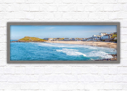 Porthmeor beach St Ives panoramic framed picture print Cornwall beach scene A choice of picture frame sizes and colours