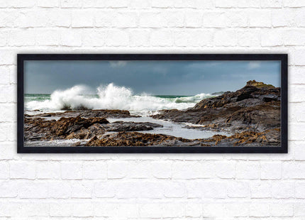 Framed picture of Trevone, Cornwall. Panoramic, Cornwall beach scene. A choice of picture frames and sizes.