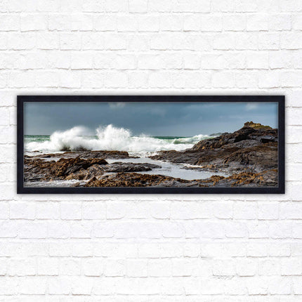 Framed picture of Trevone, Cornwall. Panoramic, Cornwall beach scene. A choice of picture frames and sizes.