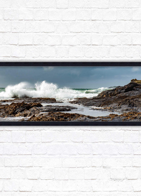 Framed picture of Trevone, Cornwall. Panoramic, Cornwall beach scene. A choice of picture frames and sizes.