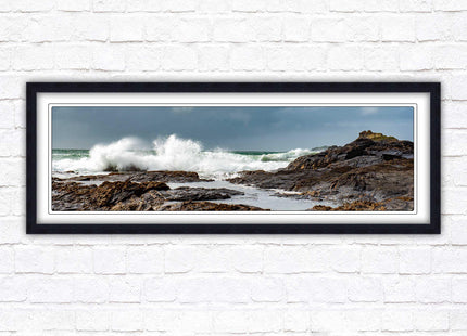 Framed picture of Trevone, Cornwall. Panoramic, Cornwall beach scene. A choice of picture frames and sizes.