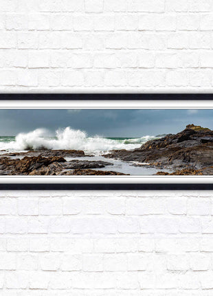 Framed picture of Trevone, Cornwall. Panoramic, Cornwall beach scene. A choice of picture frames and sizes.