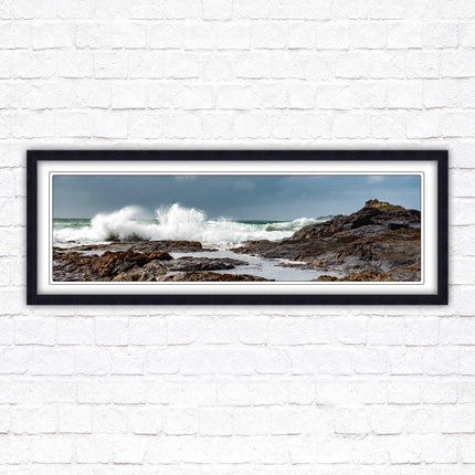 Framed picture of Trevone, Cornwall. Panoramic, Cornwall beach scene. A choice of picture frames and sizes.