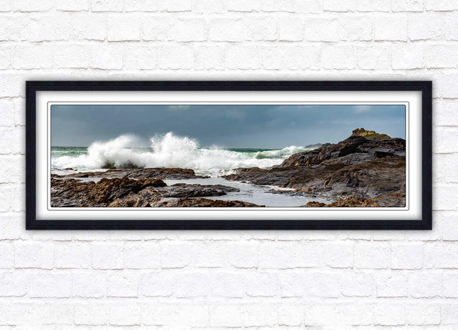 Framed picture of Trevone, Cornwall. Panoramic, Cornwall beach scene. A choice of picture frames and sizes.