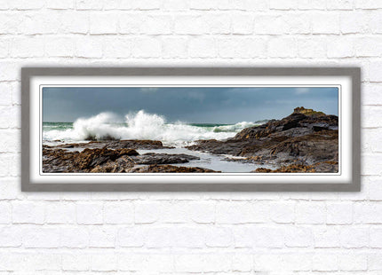 Framed picture of Trevone, Cornwall. Panoramic, Cornwall beach scene. A choice of picture frames and sizes.