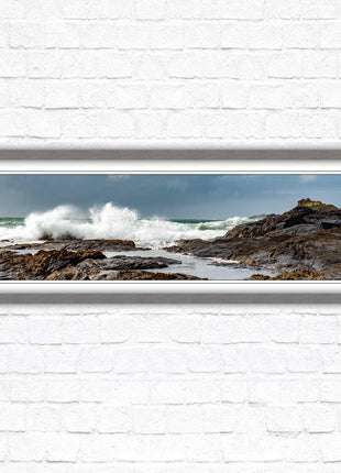 Framed picture of Trevone, Cornwall. Panoramic, Cornwall beach scene. A choice of picture frames and sizes.