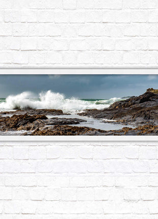 Framed picture of Trevone, Cornwall. Panoramic, Cornwall beach scene. A choice of picture frames and sizes.