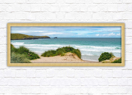 Framed picture of Fistral beach, Cornwall. Panoramic, Cornwall beach scene. A choice of picture frames and sizes.