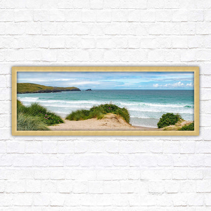 Framed picture of Fistral beach, Cornwall. Panoramic, Cornwall beach scene. A choice of picture frames and sizes.