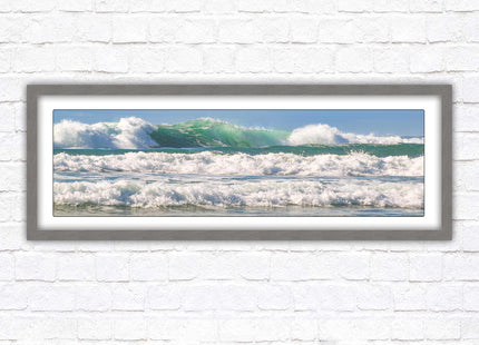 Crashing Waves. Beautiful ocean colours. Framed picture in a choice of frame colours and sizes