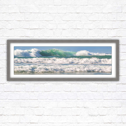 Crashing Waves. Beautiful ocean colours. Framed picture in a choice of frame colours and sizes