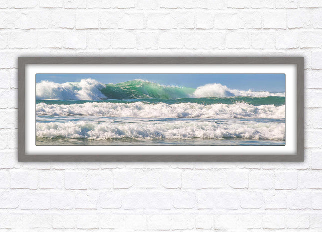 Crashing Waves. Beautiful ocean colours. Framed picture in a choice of frame colours and sizes