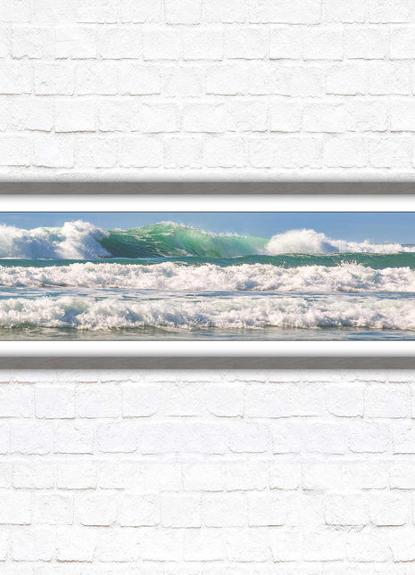 Crashing Waves. Beautiful ocean colours. Framed picture in a choice of frame colours and sizes