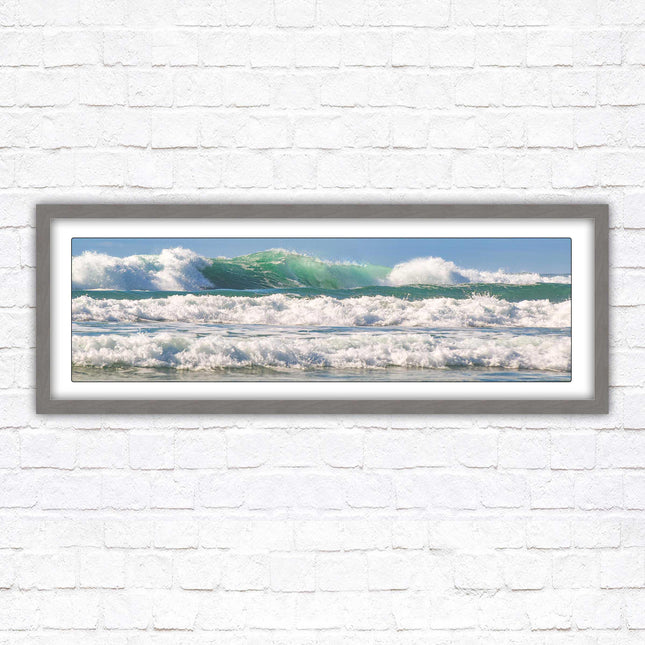 Crashing Waves. Beautiful ocean colours. Framed picture in a choice of frame colours and sizes