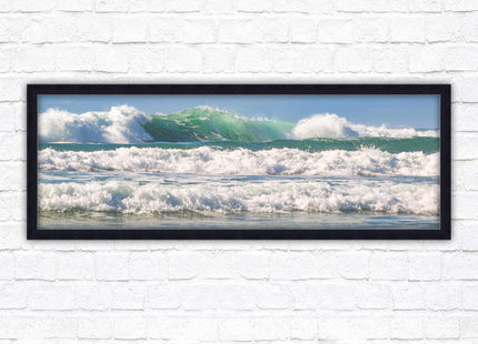 Crashing Waves. Beautiful ocean colours. Framed picture in a choice of frame colours and sizes