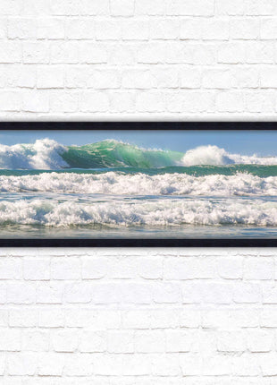 Crashing Waves. Beautiful ocean colours. Framed picture in a choice of frame colours and sizes