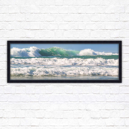 Crashing Waves. Beautiful ocean colours. Framed picture in a choice of frame colours and sizes