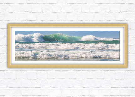 Crashing Waves. Beautiful ocean colours. Framed picture in a choice of frame colours and sizes
