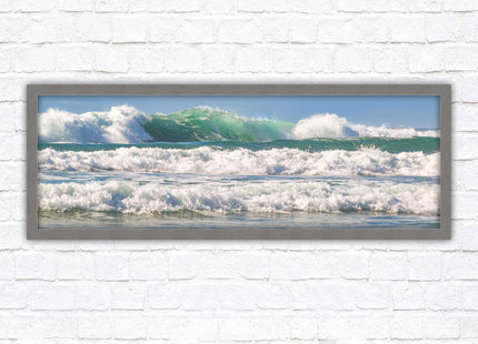 Crashing Waves. Beautiful ocean colours. Framed picture in a choice of frame colours and sizes