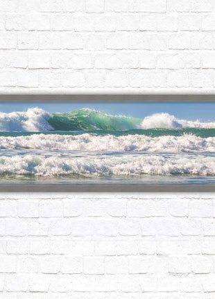 Crashing Waves. Beautiful ocean colours. Framed picture in a choice of frame colours and sizes