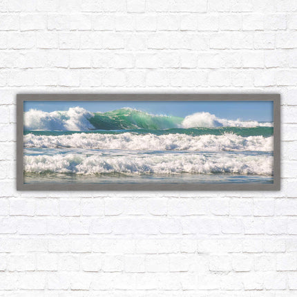 Crashing Waves. Beautiful ocean colours. Framed picture in a choice of frame colours and sizes